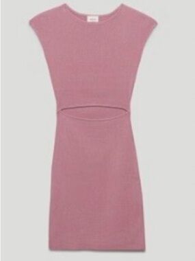 Aritzia Mauve Ribbed Cutout Mini Dress